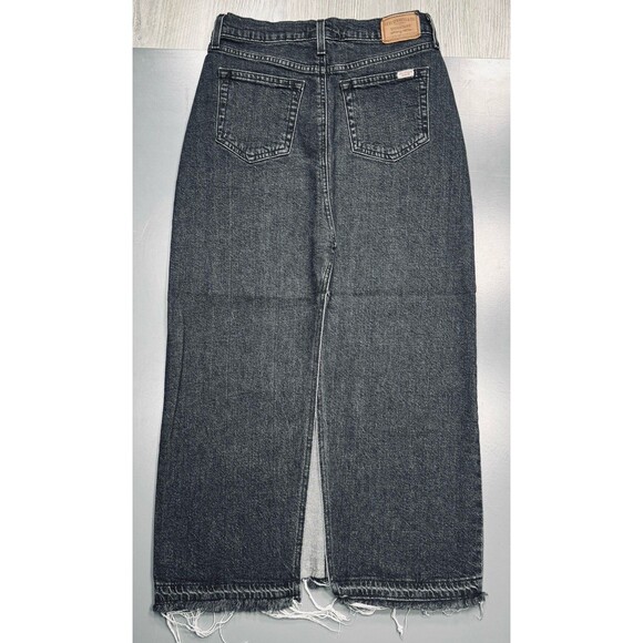 Levi Strauss Denim Maxi Skirt 2 (27x35) Stonewash Black Split Raw Hem Womens - Picture 2 of 8